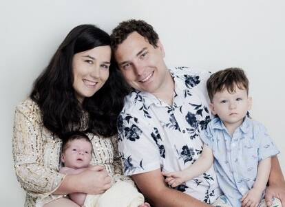 Sans Souci family Stella and Trent Gallucci with their children. The couple was supported by Gidget Foundation Australia during the post-natal period after the first son Xavier was born. Picture supplied
