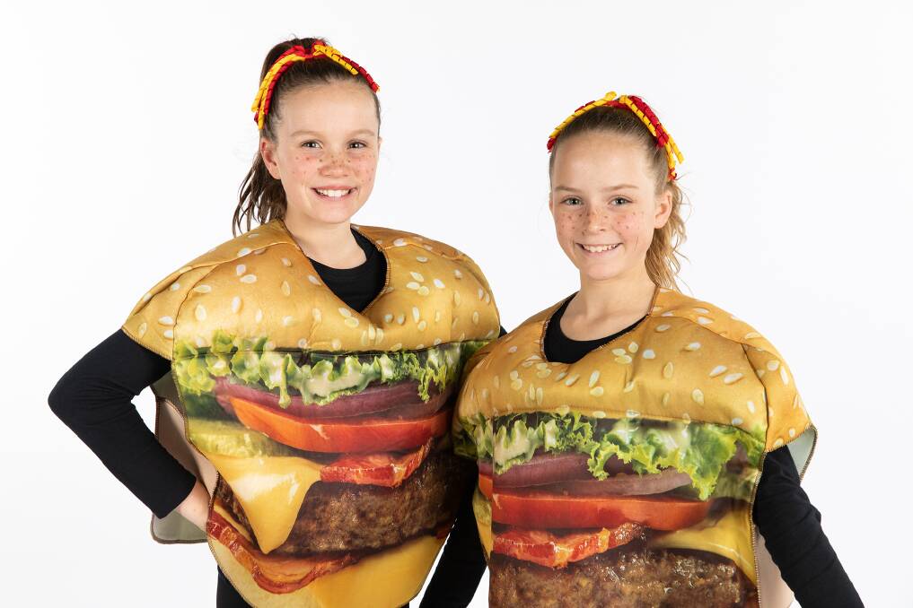 Burger bun team: Sophie of Menai (left) represents Sutherland Shire in Slime Cup, a kids' reality television show on Nickelodeon.