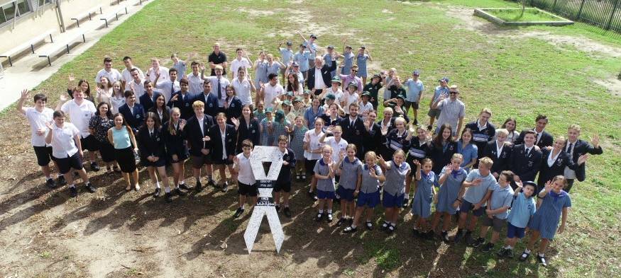Student support: Many high schools in St George and Sutherland Shire are also supporters of the anti-violence movement, White Ribbon. Pictured is Lucas Heights Community School earlier this year.
