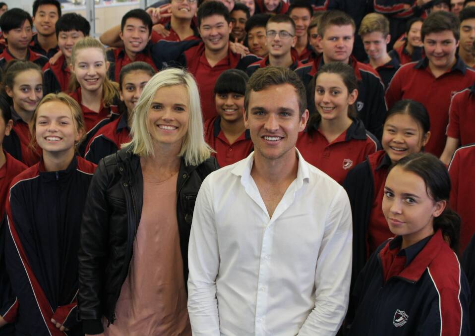 Be resilient: Eloise Wellings and Rory Darkins with year 9 and 10 students at St George Christian School.
