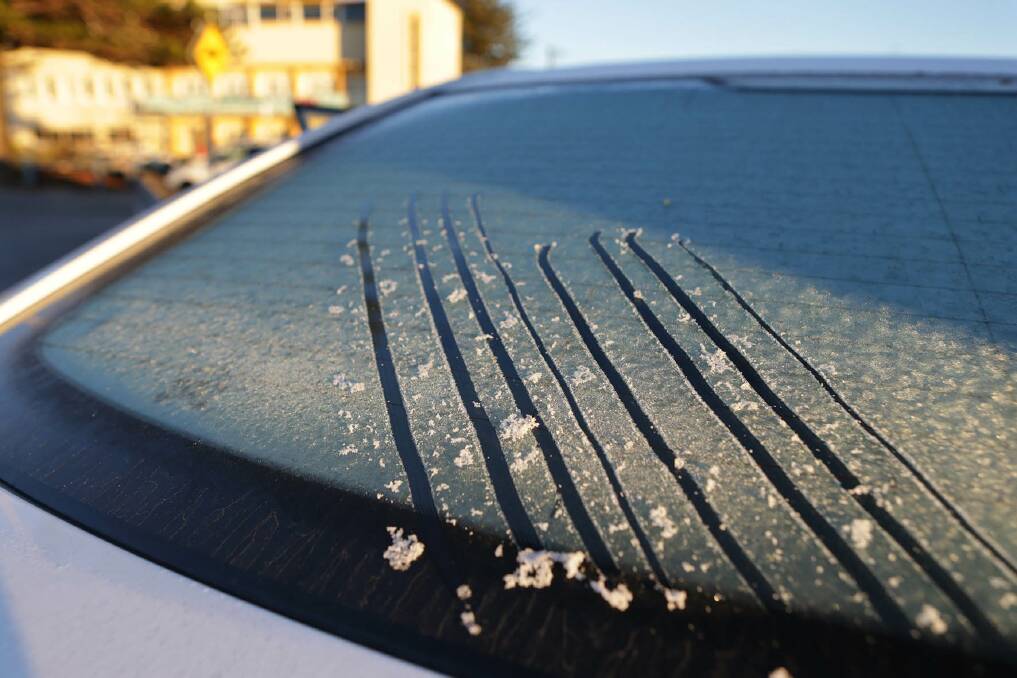 Ice lines on the car windows this morning. Picture: John Veage