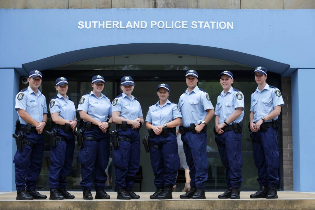 New to the force: Eight probationary constables are the latest recruits to join Sutherland Police Area Command. Picture: John Veage