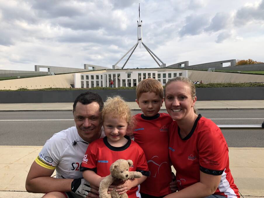 Riding for Cam: The Belfield family during the annual charity ride, Sydney to CAMberra in April this year.