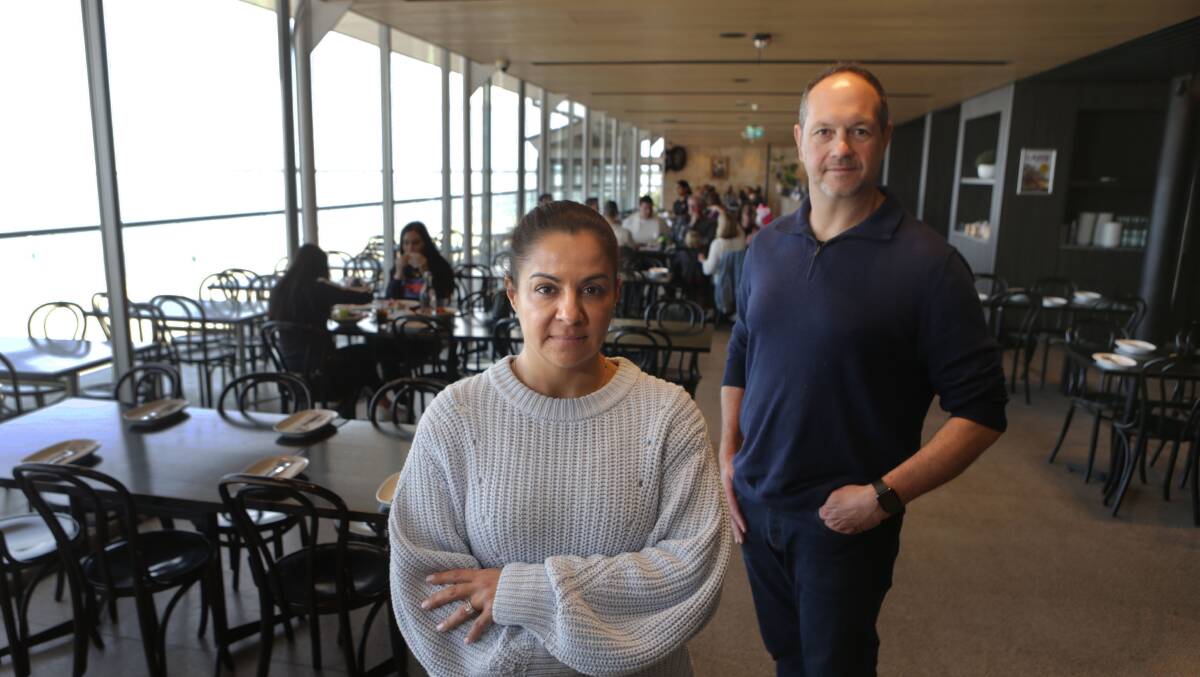 Near empty: Laura and Craig Goldberg inside their restaurant. Picture: John Veage 