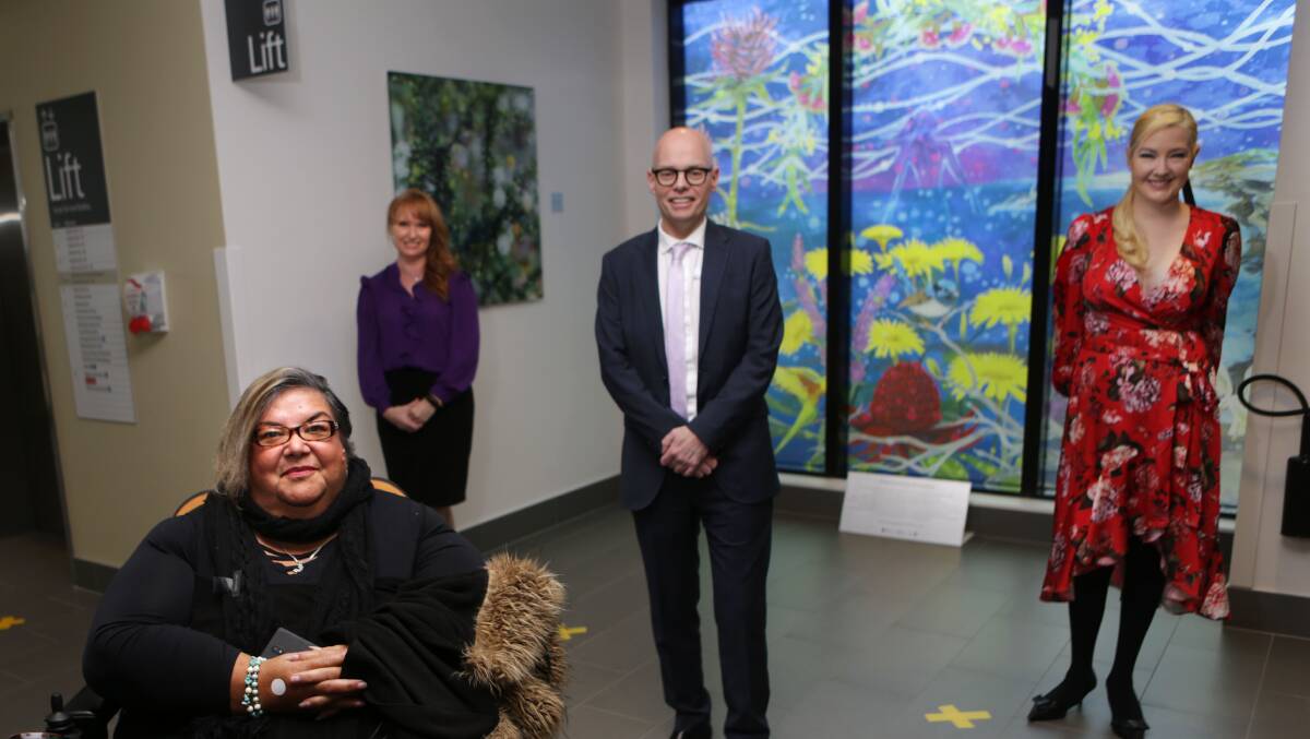 Donor awareness: Artist Susan Grant, Leah Barthel, St George Hospital general manager Paul Darcy and Patricia Scheetz in front of the mural. Pictures: John Veage
