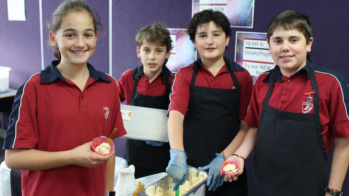 Eating up knowledge: Year 6 students including Isabella Yelutas, Peter Van Luyt, Vas Simmons and Samuel Grant took part in the Gelato Project.
