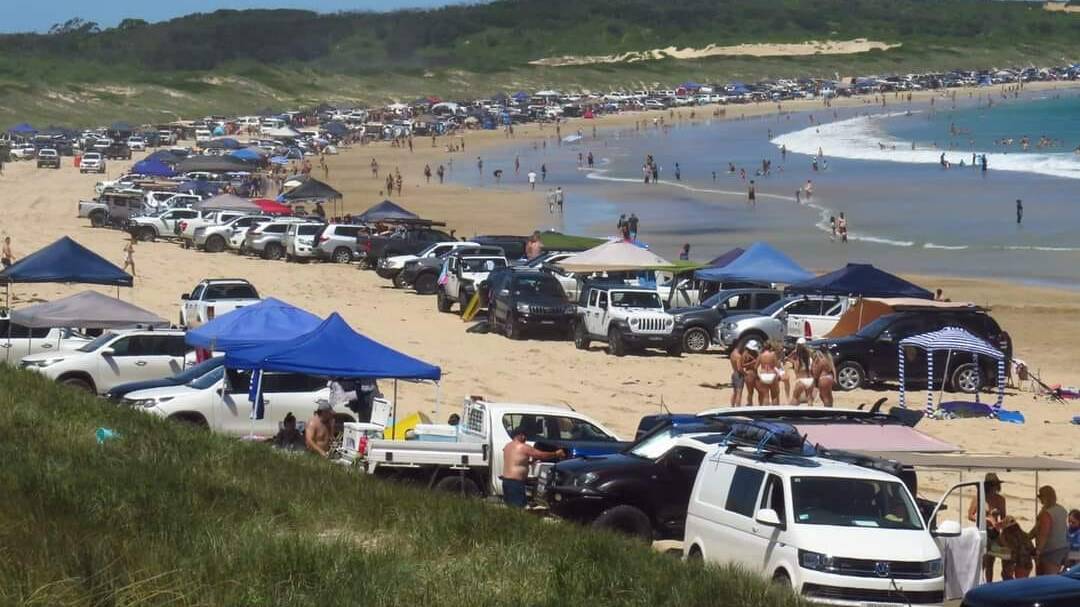 Double digits: Large number of vehicles have flocked to the 4WD park at Boat Harbour in recent weeks. Picture: Jenny Templin 