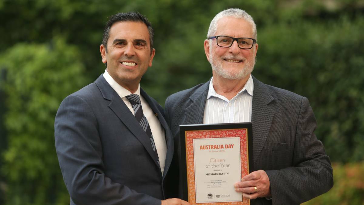 Top honour: The 2020 Australia Day Citizen of the Year Michael Batty with former Sutherland Shire mayor Carmelo Pesce. Picture: John Veage