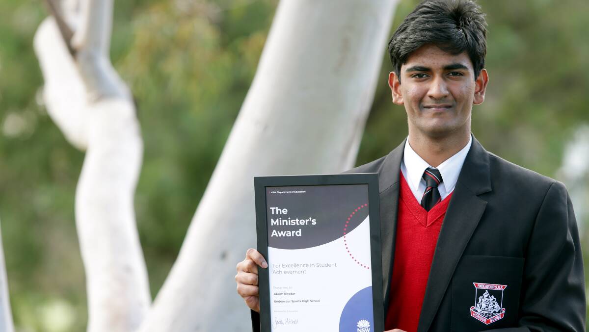 Outstanding achievement: Endeavour High School's captain Akash Biradar has received an award for excellence. Picture: Chris Lane
