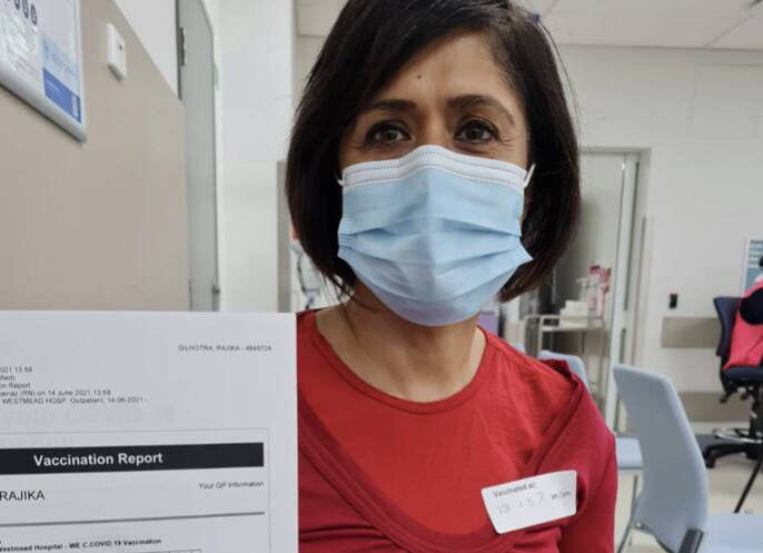 Vaccine mandate: Civic Disability Services general manager - operations Rajika Gilhotra with her COVID-19 vaccination certificate. Picture: Supplied