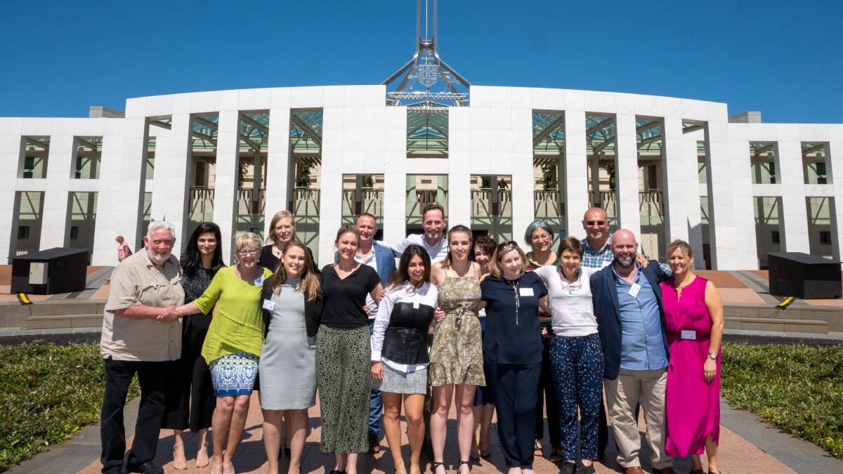 Appeal for help: Maria Kaloudis, of Sans Souci, was part of a group that went to Canberra last month to lobby the federal government to help those suffering from severe eczema. Picture: Supplied
