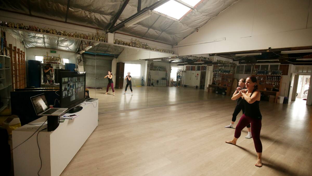 Dancing on: Alecia Picken has begun offering virtual dance classes to her students from her empty studio with only herself and sometimes daughter Asha Rostron for company. Pictures: Chris Lane