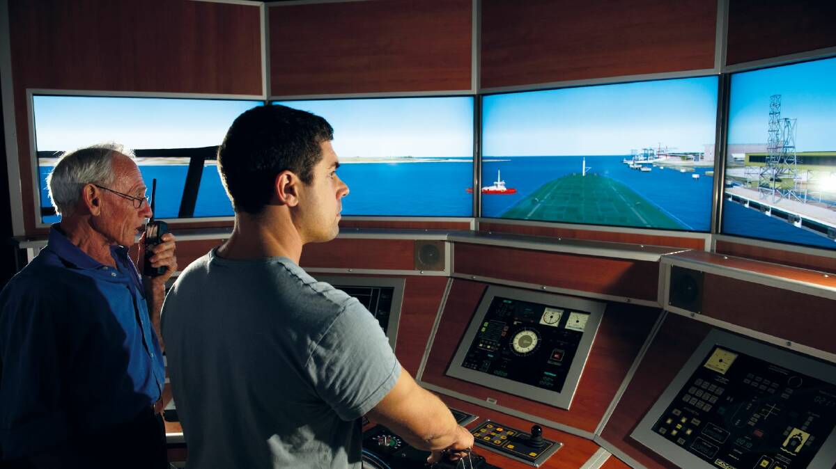 Ship shape: A TAFE student using a simulator. Picture: TAFE NSW
