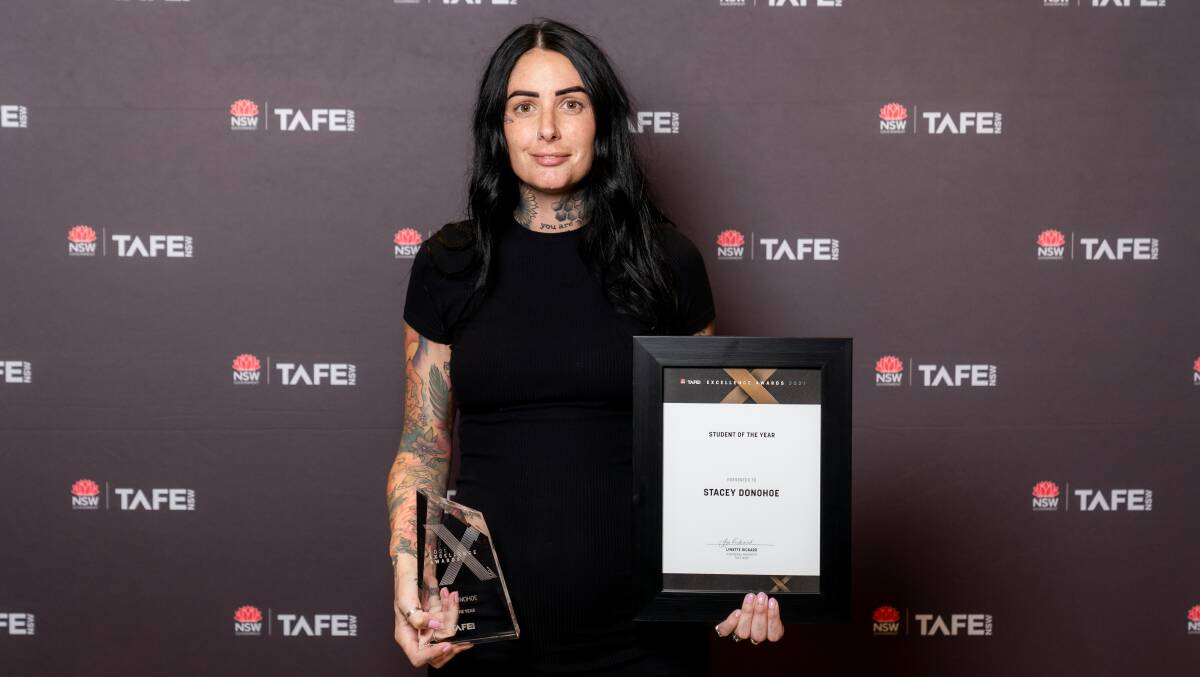 Hat-trick of awards: Stacey Donohoe won three awards at the TAFE NSW Excellence Awards, including TAFE NSW Digital Student of the Year. Picture: Supplied