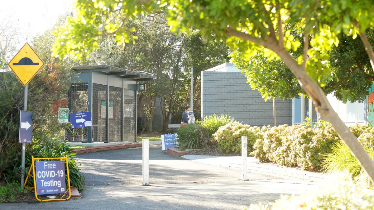 No lines: The NSW Health run COVID-19 testing clinic at Caringbah this morning. Picture: Chris Lane