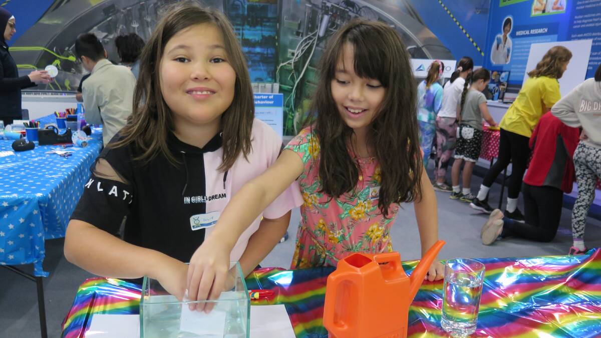STEM stars: ANSTO is supporting the Australian government's drive to attract more females to STEM careers. Julie Kettler and Jaylyn Newstead at a previous STEAM Club at ANSTO. Picture: Supplied