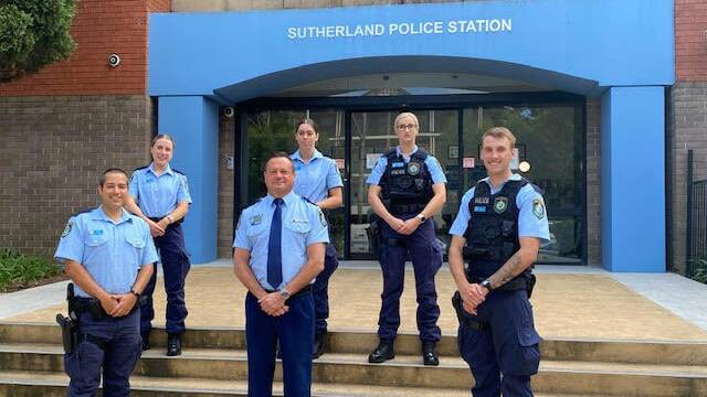On the beat: Sutherland Shire Police Local Area Commander, Superintendent Jason Box (third from left) with the new recruits. Picture: Facebook/Sutherland Shire Police Area Command

