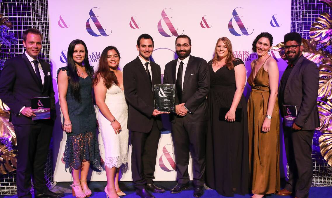 Highly commended: Staff from Sharks Leagues Club, Sharks Have Heart and Sutherland Shire Family Services at the recent ClubsNSW 2019 Clubs & Community Awards.