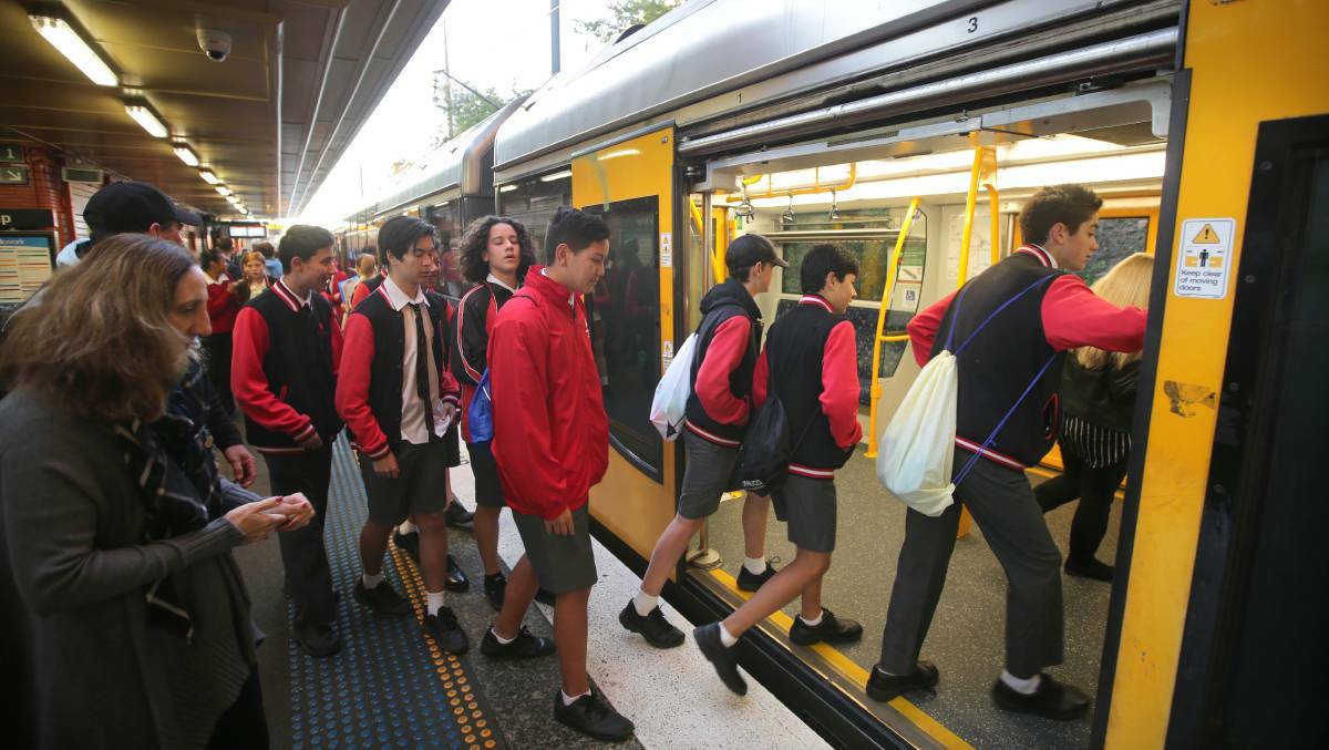 Support offered: School students at Caringbah railway station in 2019.
