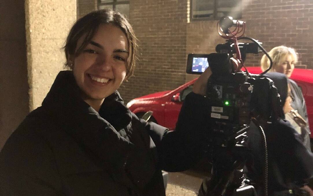 And action: TAFE NSW students, including Emily Pettit, during production of the short film. Pictures: Supplied