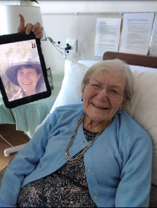 Virtual chat: Technology has helped Moran Engadine residents including Enid and Mirella to stay connected with their families. Here they can be seen talking to loved ones using Skype. Pictures: Supplied