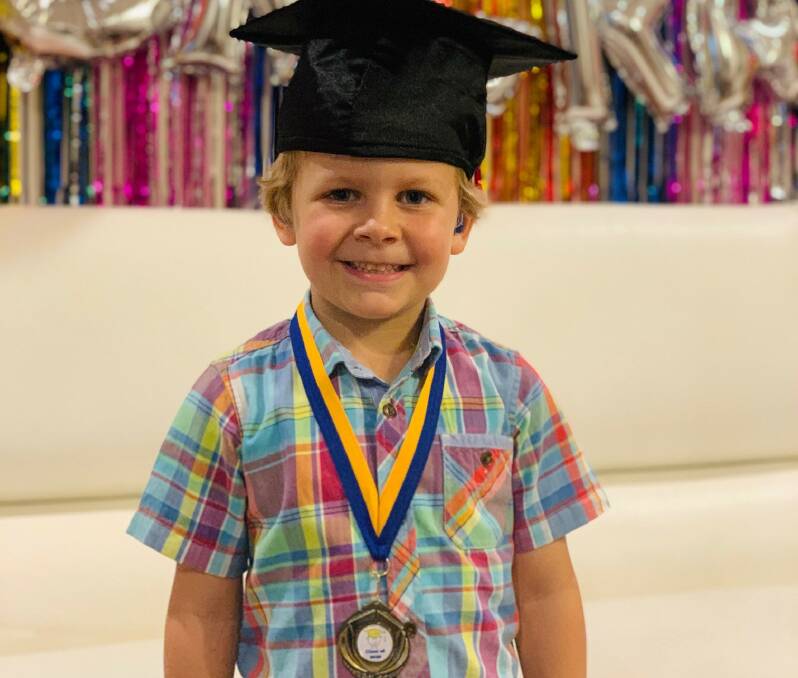 Ready for school: A hearing impairment will not stop Lachlan Sorensen from starting Kindy next year. Picture: Supplied 