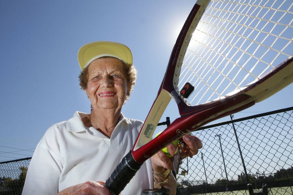 Betty Carlson, 90, still plays after 70 years in the sport. Picture John Veage