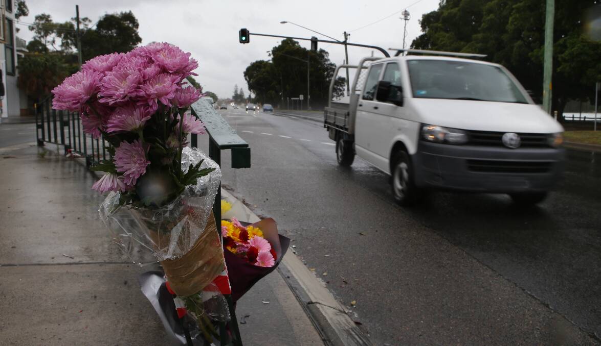 Tribute: Flowers at the site of the accident. Picture: John Veage
