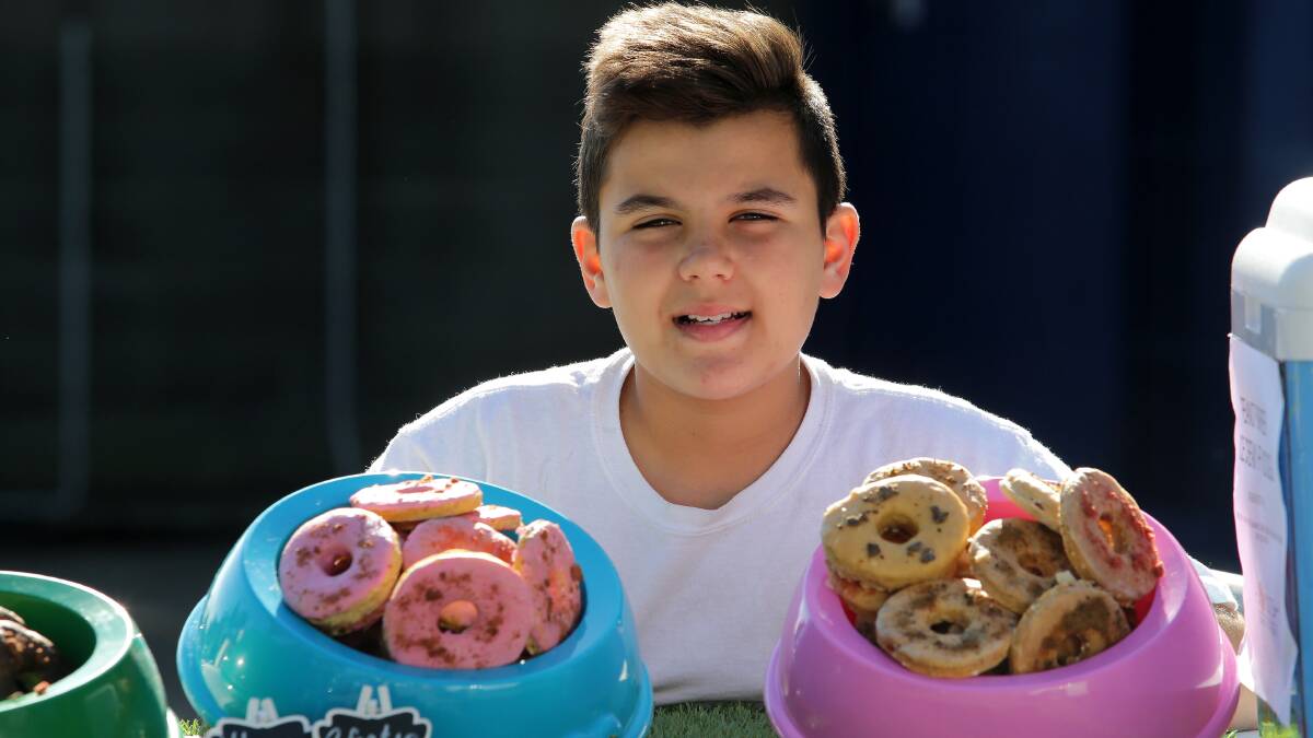Success: 11-year-old Marcus Mendes created the DOMUT, donuts just for dogs. Picture: John Veage