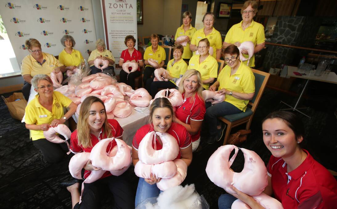 Giving back: Zonta Club Botany Bay members and Club Menai staff will be stuffing cushions for breast cancer survivors as part of Breast Cancer Awareness Month. Picture: John Veage