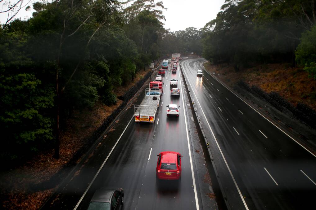Closed: There won't be any traffic going up or down Mt Ousley on Sunday night, due to the closure of the M1 Princes Motorway for maintenance. Picture: Georgia Matts 