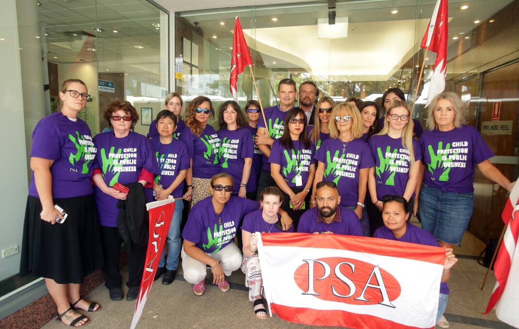 Concerns: About 30 Family and Community Services workers at St George Community Services stopped work today in protest at the government's new Child Story case management system. Picture: Chris Lane