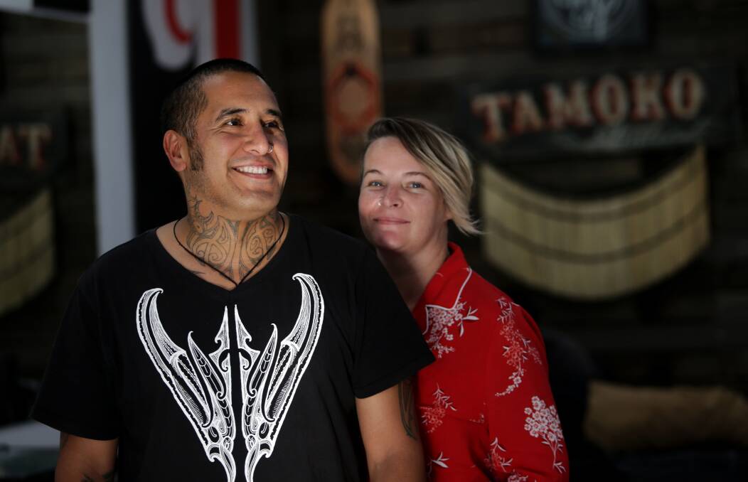A new way of seeing: Rangi Maika and his wife Skye, owners of the Art of Tattoo Studio at Carlton are having trouble finding new premises because of people's outdated view of tattooing. Picture: John Veage