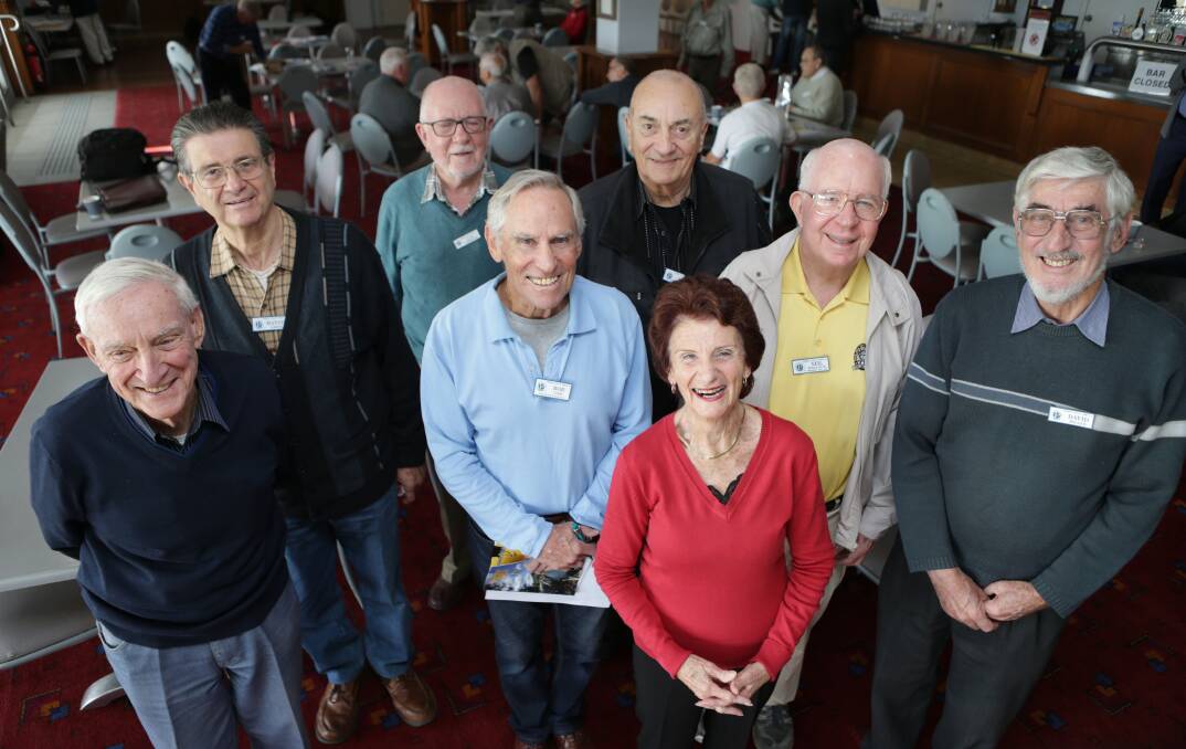 Good decision: Members of the Gymea Men's Probus have voted to allow women to join the club. Club president Rob Gair (centre, blue shirt) and wife Lyn  who will finally be allowed to join the club. Picture: John Veage