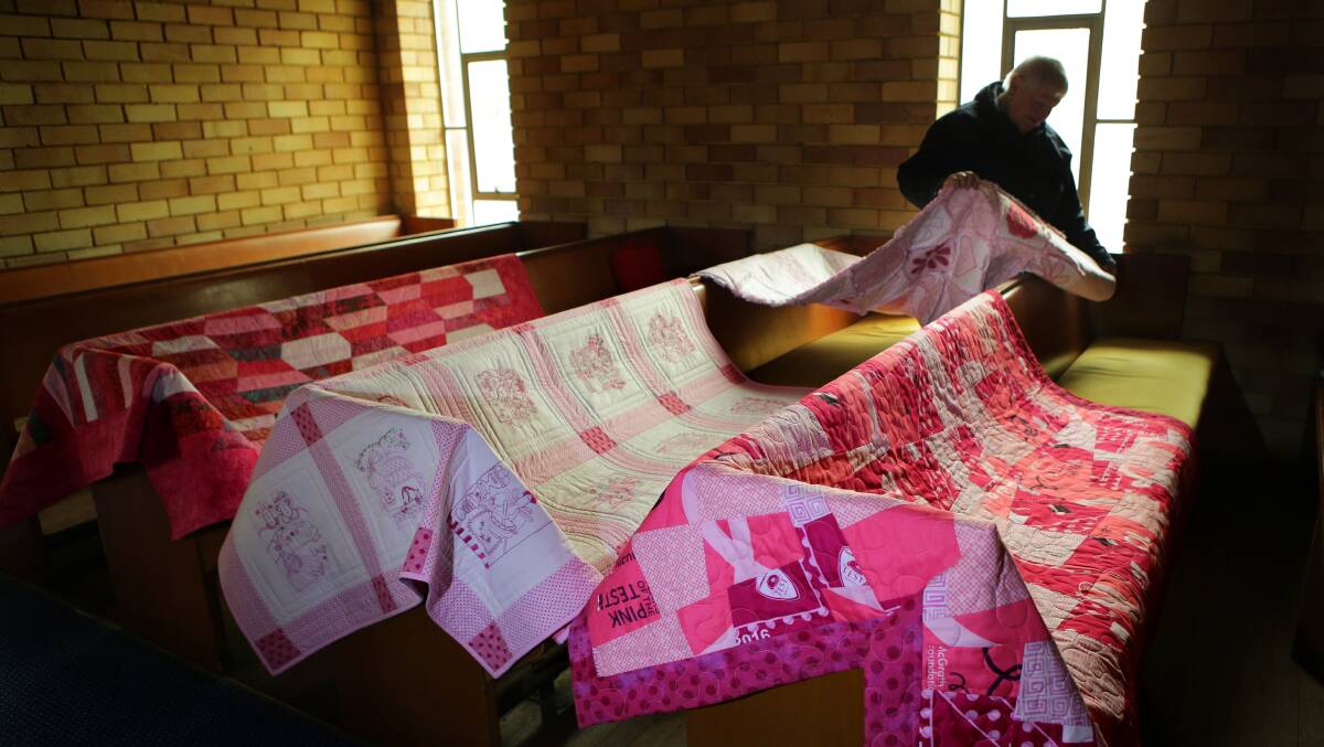 A patch of pink: Oatley Cottage has organised more than 60 pink quilt to be auctioned at the Oatley Festival to raise funds for the McGrath Foundation. Picture: John Veage
