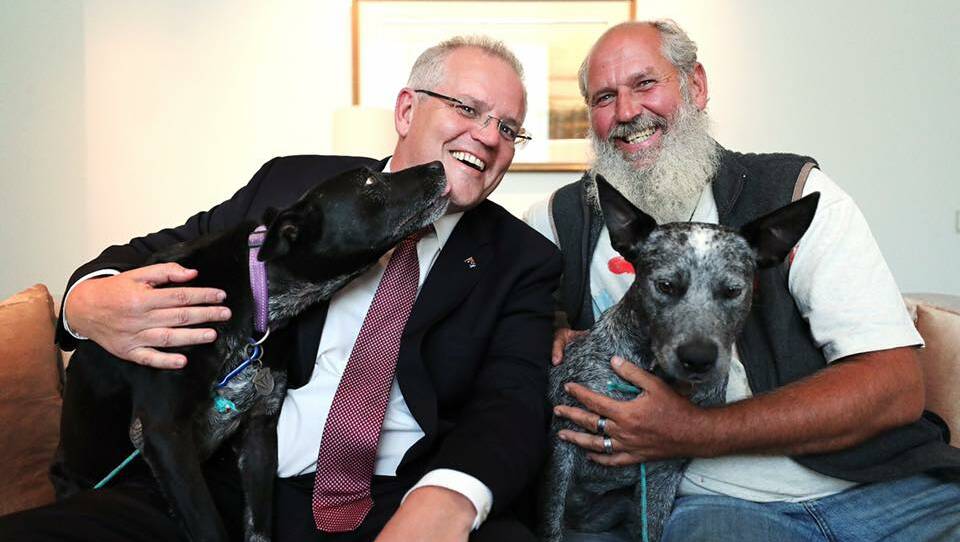 Support: Andrew McGowan's service dog Chelsea Dog had an audience with Prime Minister Scott Morrison. Picture: Supplied