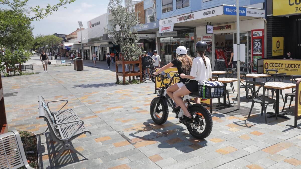 An e-bike in Cronulla mall, where the riding of all types of bikes is banned. Picture by John Veage
