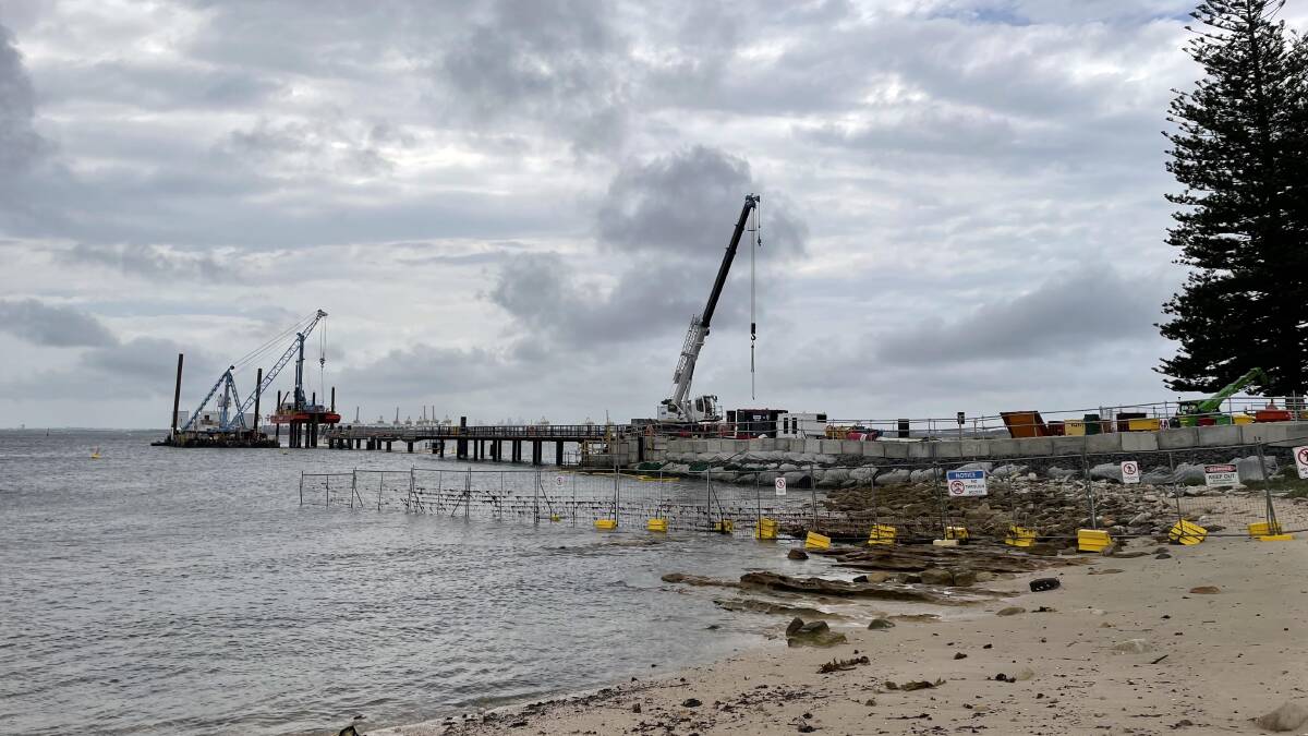 Construction of the ferry wharf at Kurnell. Picture Chris Lane