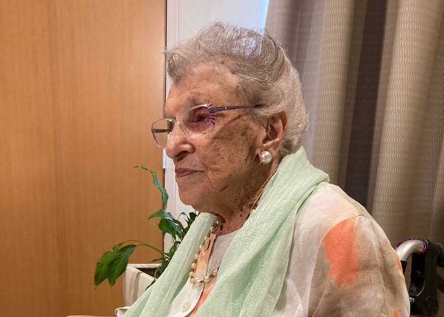 Doreen Gumbley on her 107th birthday at Stella Maris, Cronulla. Picture: supplied