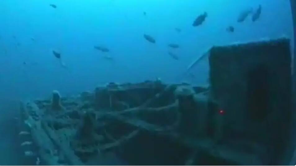 The wreck of the SS Nemesis on the seabed at a depth of about 160 metres. Picture supplied