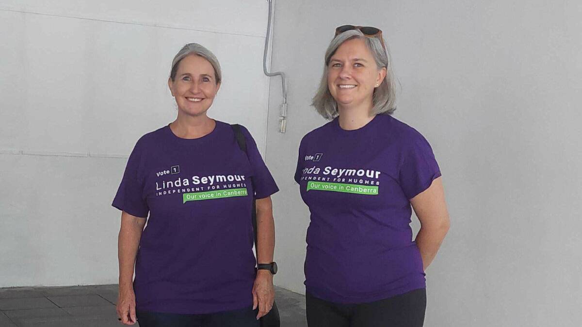 Linda Seymour (left) and campaign manager Anneleise Alexander check out a potential campaign office. Picture: supplied