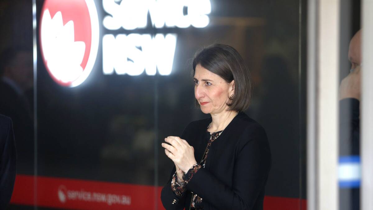 Premier Gladys Berejiklian opens the Service NSW centre at Engadine in 2020.Picture John Veage