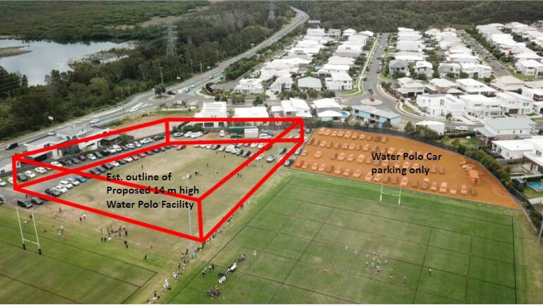 A diagram provided by residents showing where the water polo facility and car park would be located within the grounds of Cronulla High School. Picture: supplied