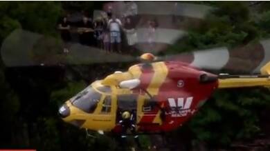 The Westpac Rescue helicopter was involved in the emergency. Picture: 9 News