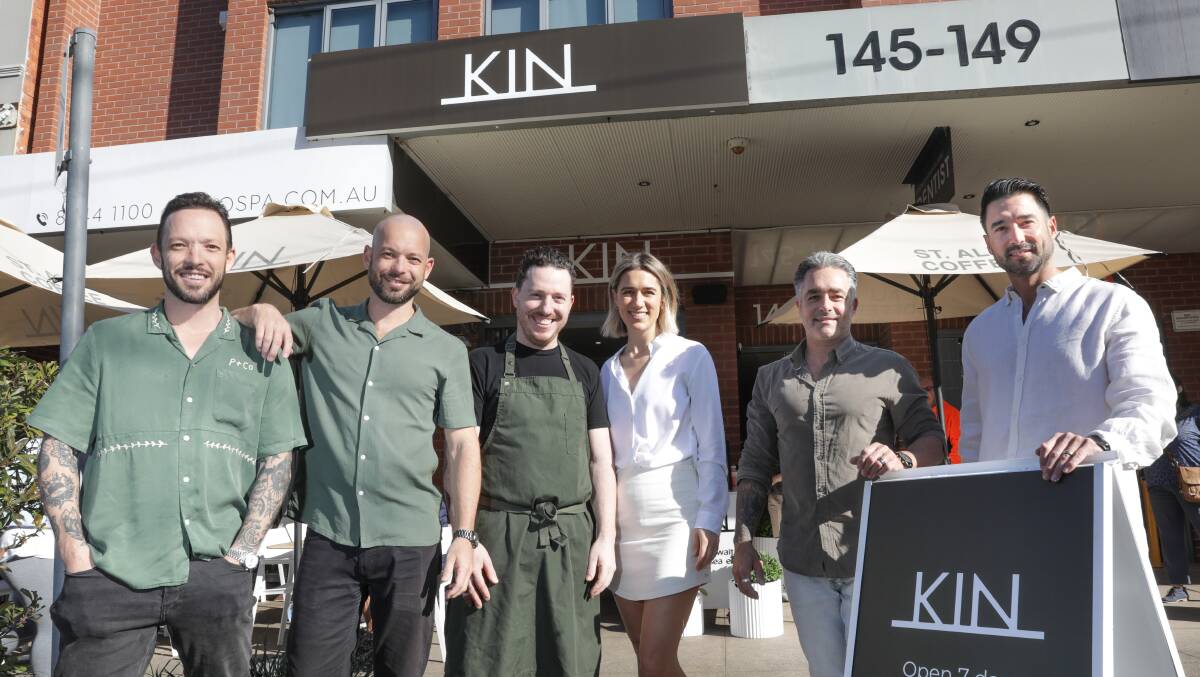 Kin Burraneer cafe is the latest hospitality business in Sutherland Shire for the Allouche family and partners - Adam (left), Blake, Luke, Erin, Nathan and Marc. Picture by John Veage