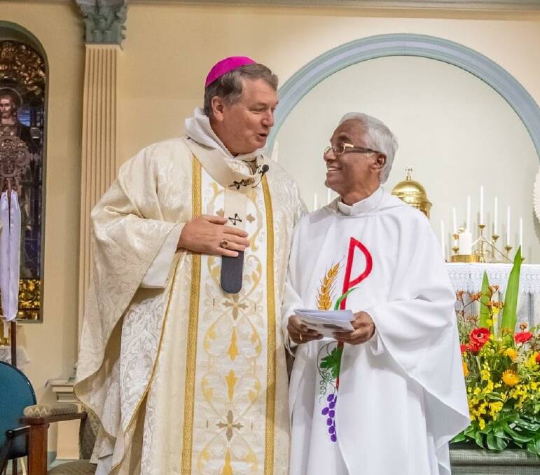 Father Isidore Anantharaj and Archbishop Anthony Fisher. Picture: Giovanni Portelli, the Catholic Weekly