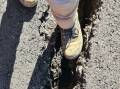Cracking in the road pavement on Heathcote Road caused by rock and soil slippage Picture: supplied