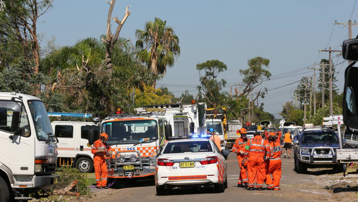 SES volunteers at Kurnell after the tornado in December, 2015. Picture: Kirk Gilmour 