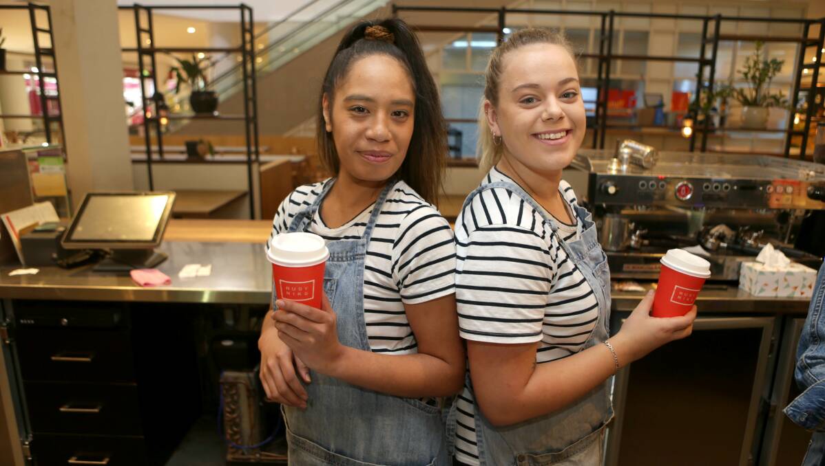 Lori Haami (left) and Mikayla Wright at Rubyniks cafe, Westfield Miranda. Picture: John Veage