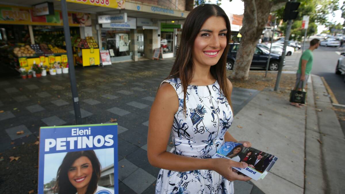 Eleni Petinos campaigns at her first election in 2015. Picture: John Veage